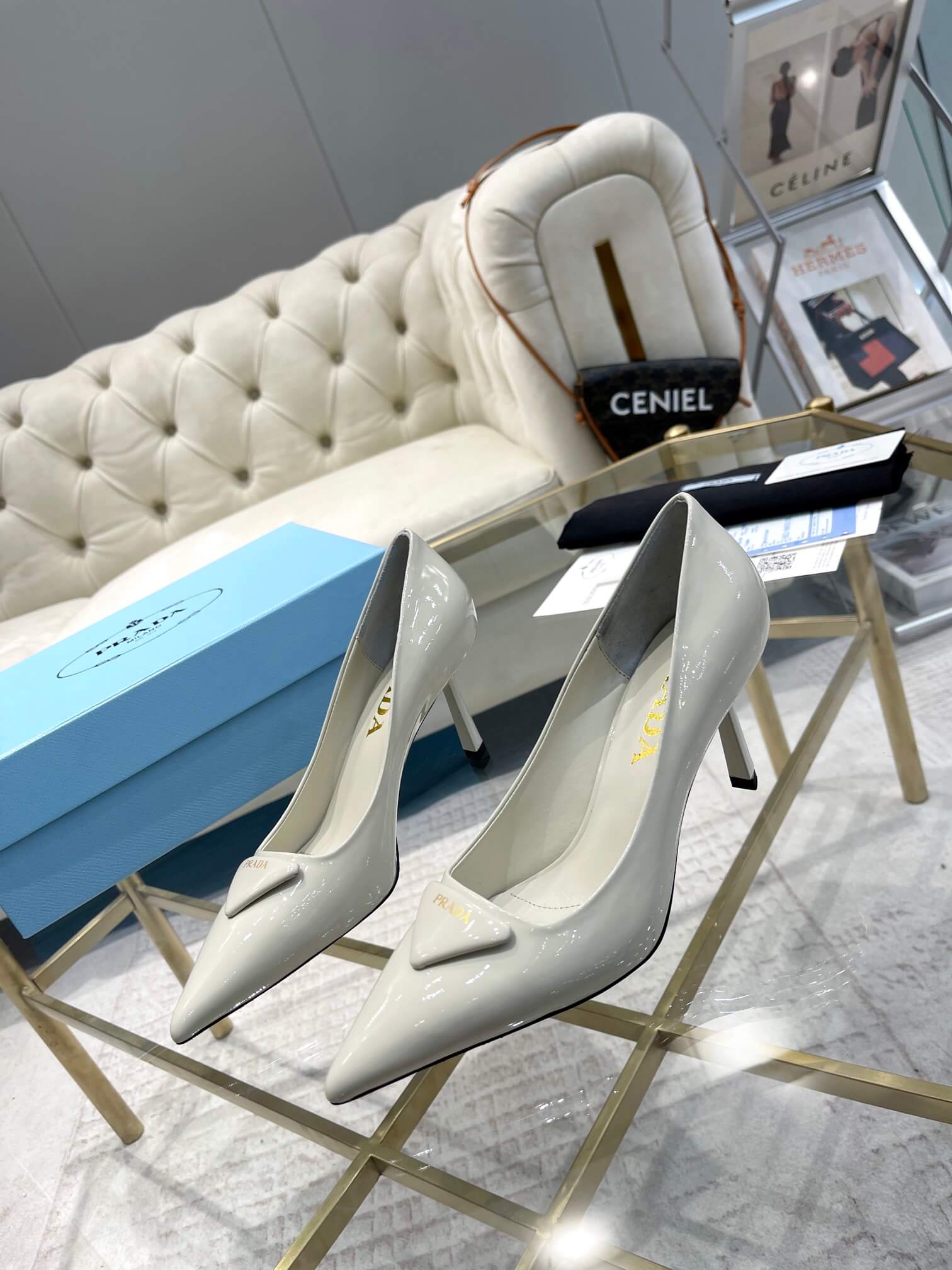 Prada White Pumps Heel - Image 2