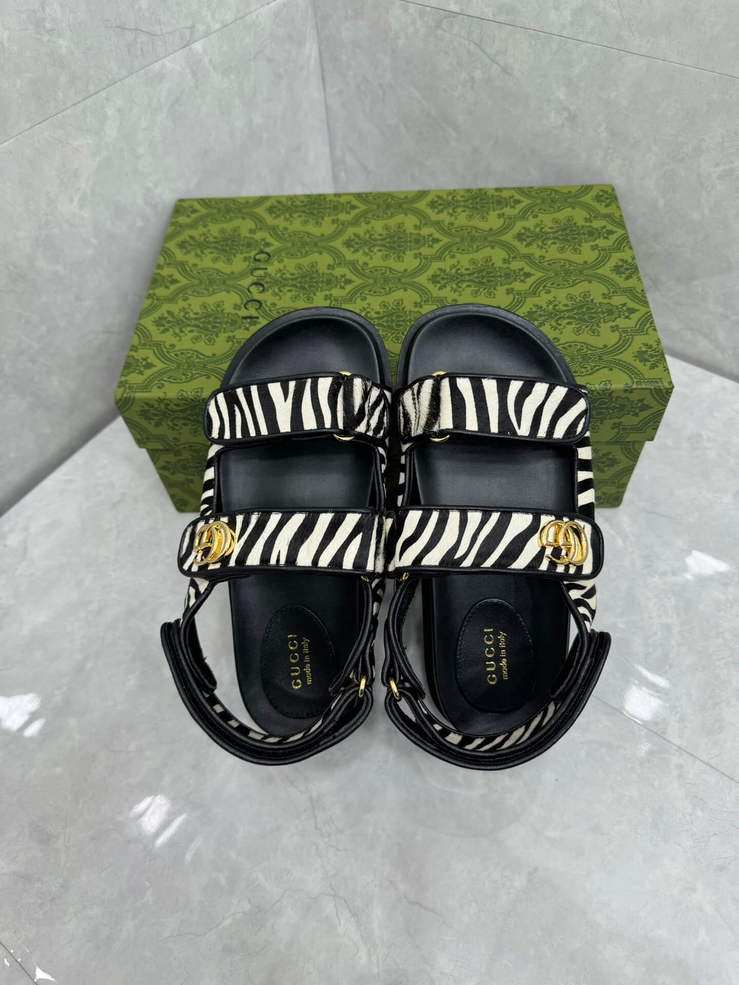 Gucci Print Double G Sandals - Image 6
