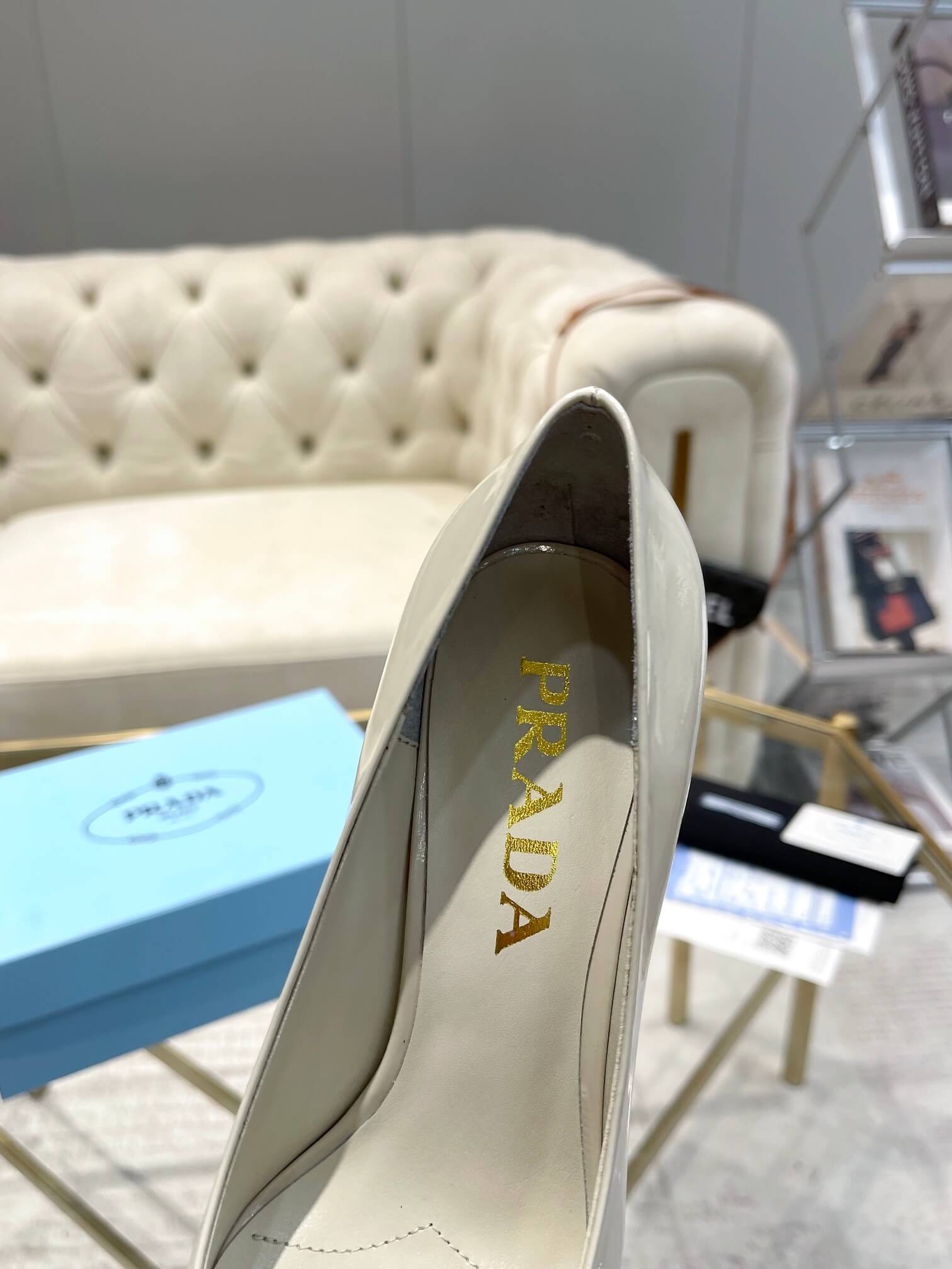 Prada White Pumps Heel - Image 3