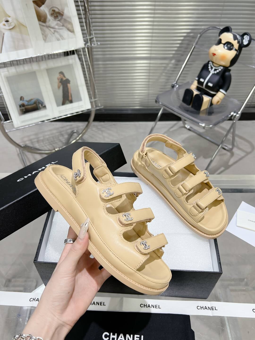 Chanel Casual Style Unisex Plain Logo Sandal