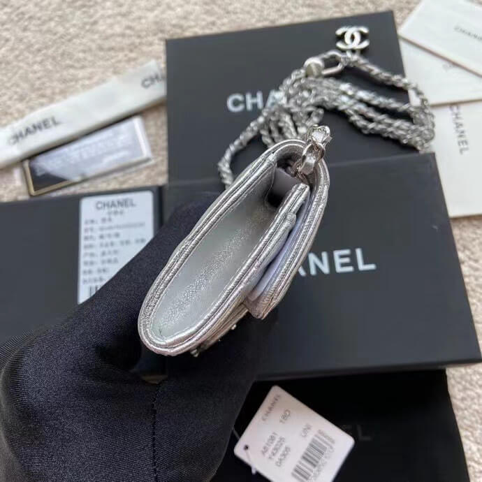 Chanel Silver Waist Mini Wallet - Image 5