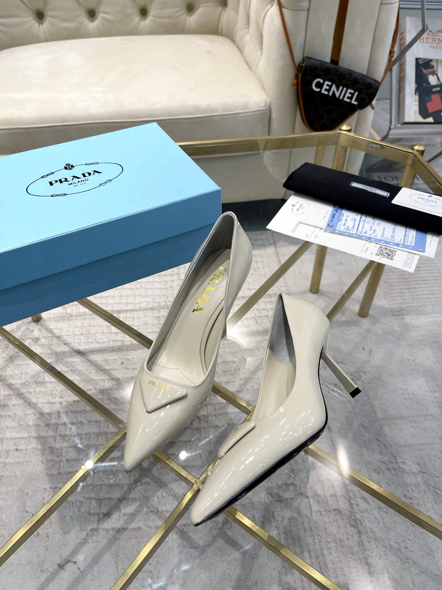 Prada White Pumps Heel - Image 5