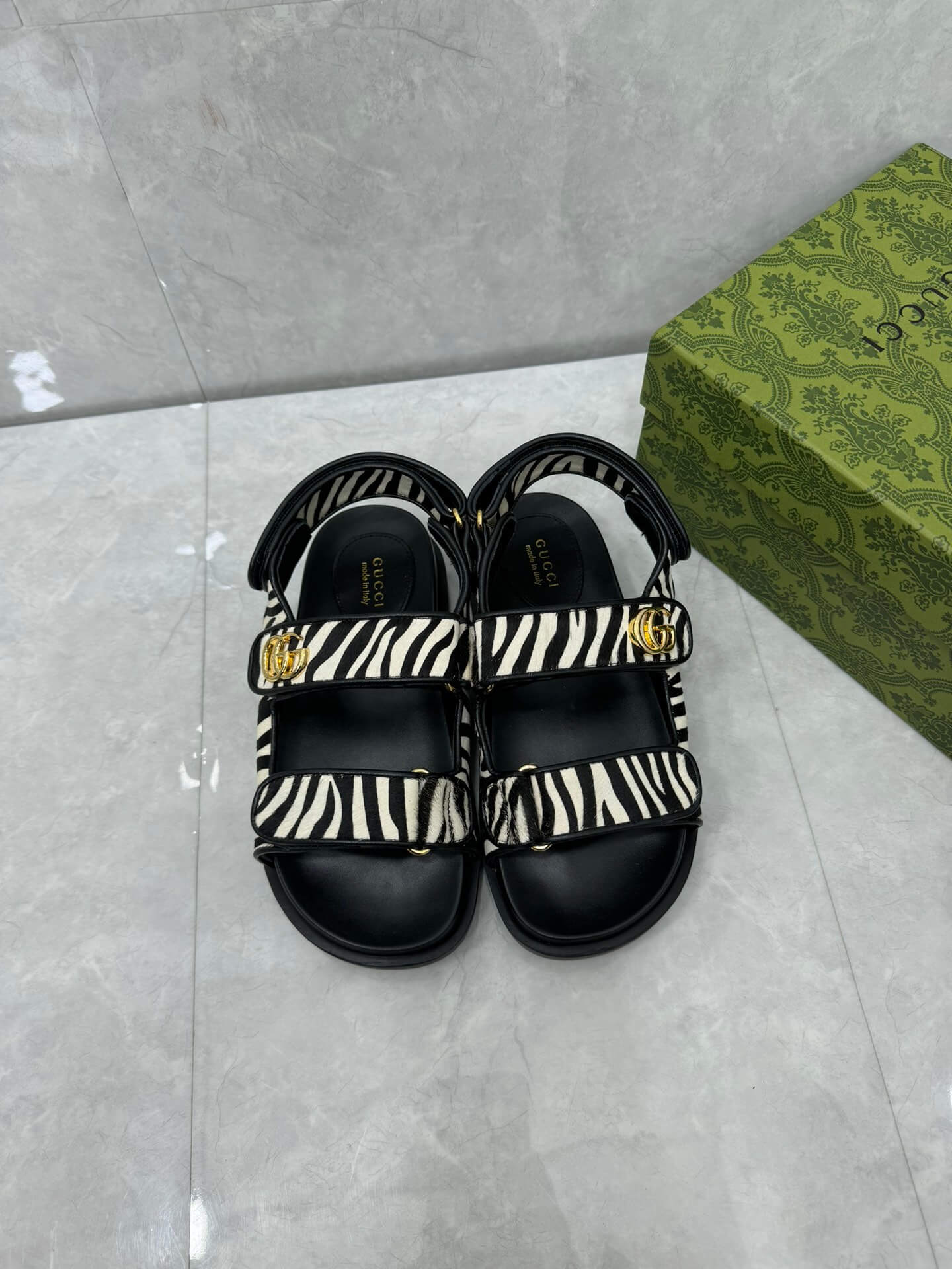 Gucci Print Double G Sandals - Image 8