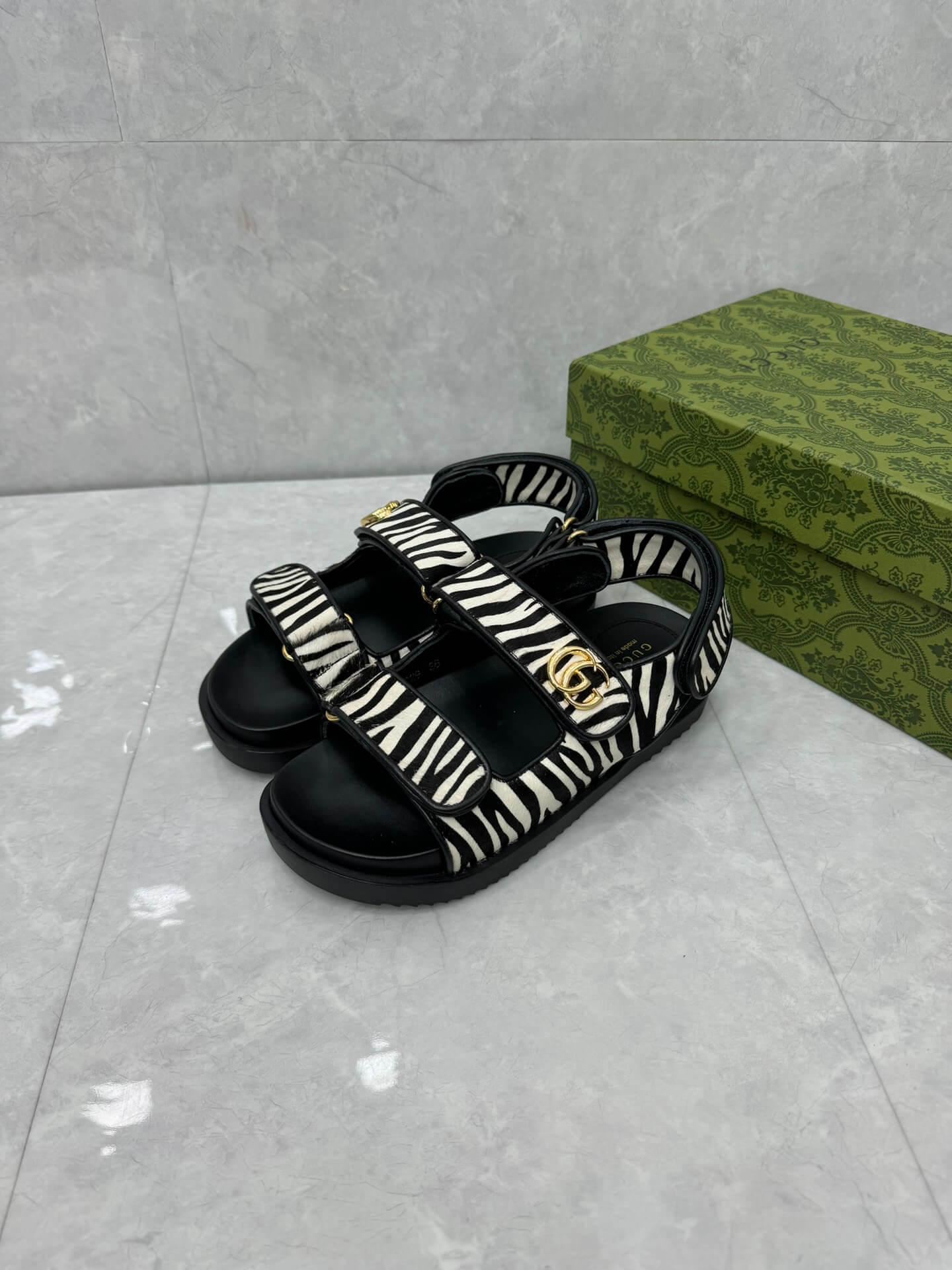 Gucci Print Double G Sandals - Image 7