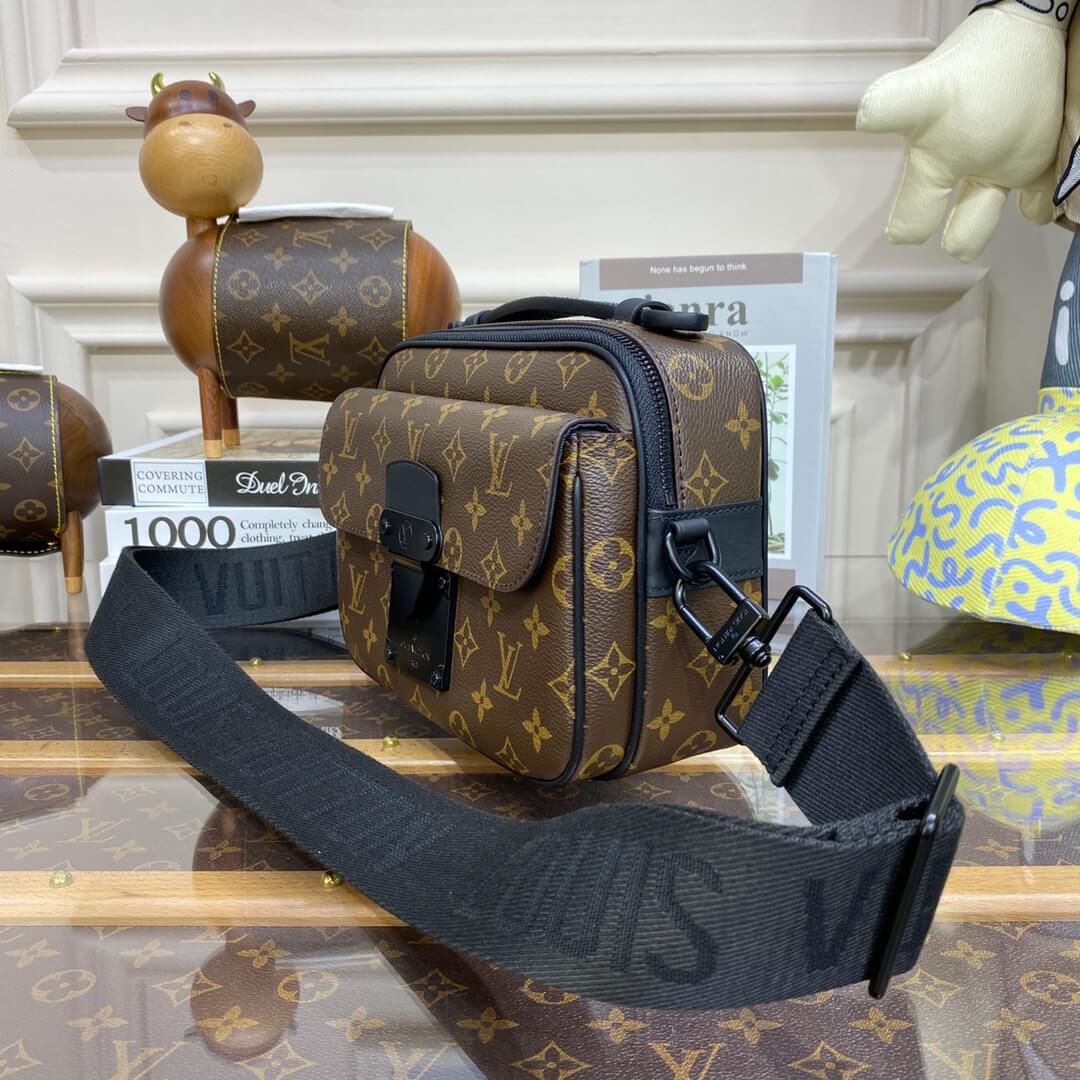 LV Monogram Macassar S Lock Messenger Bag - Image 4