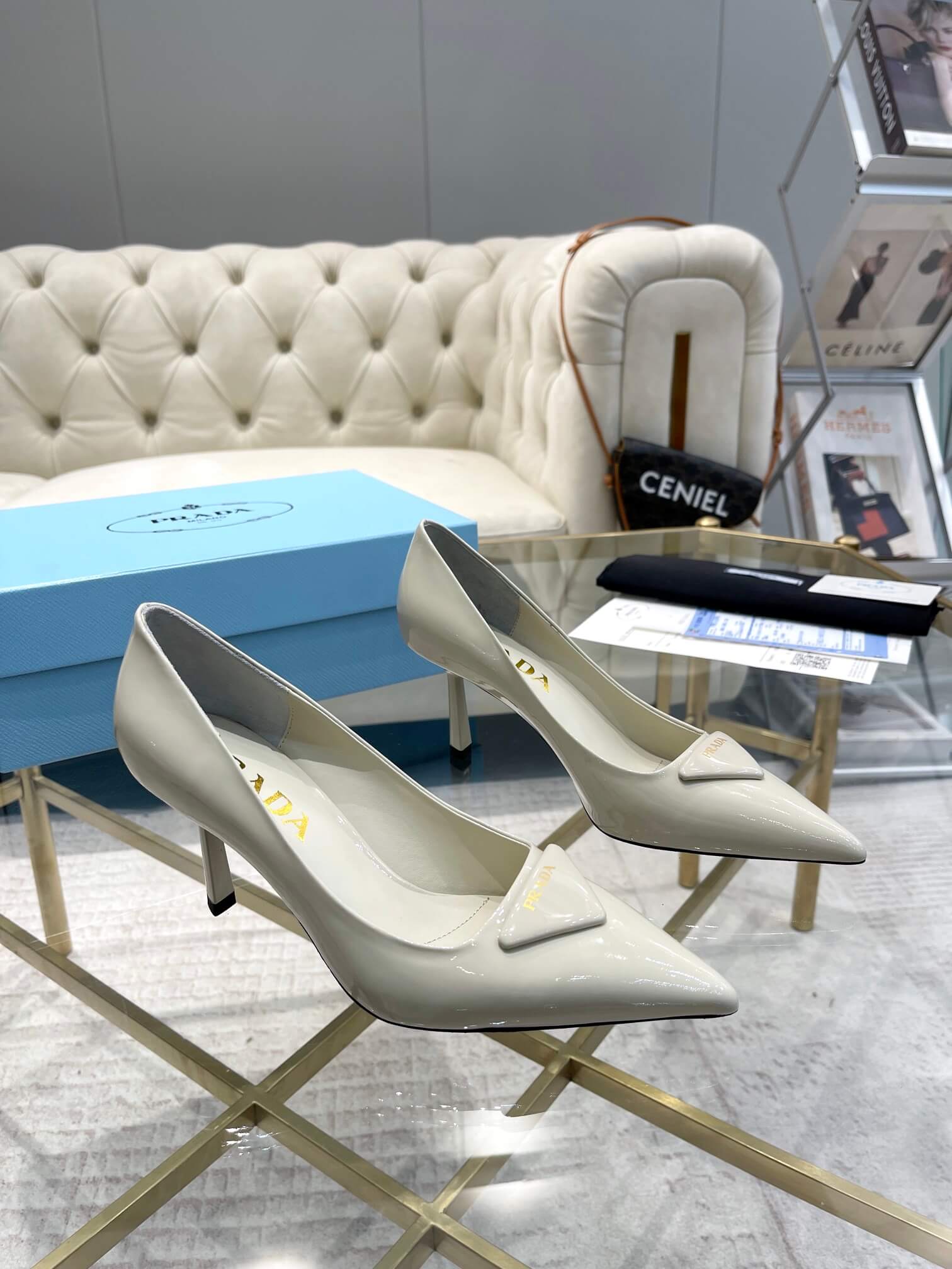 Prada White Pumps Heel - Image 6