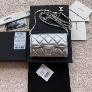 Chanel Silver Waist Mini Wallet
