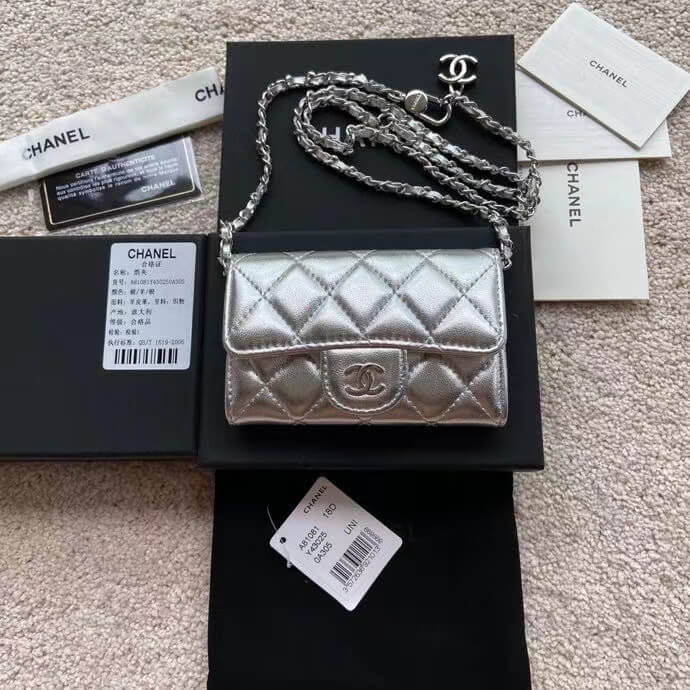 Chanel Silver Waist Mini Wallet