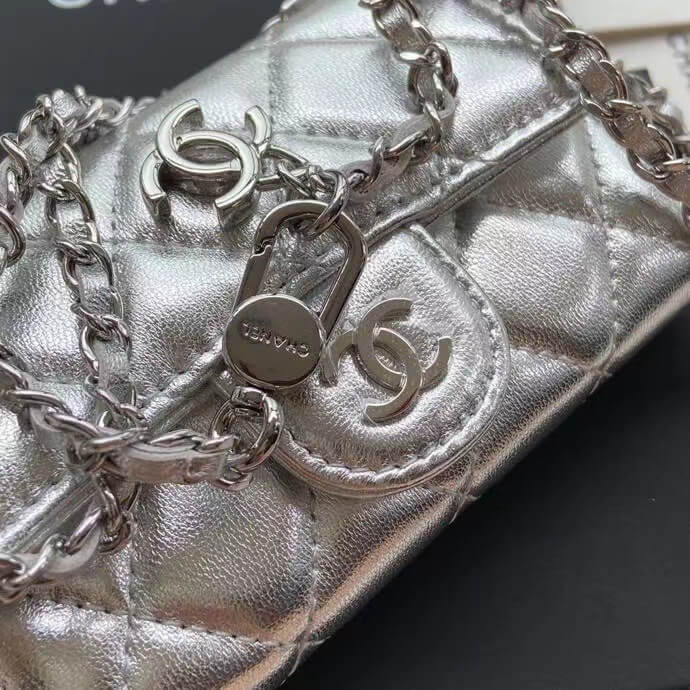 Chanel Silver Waist Mini Wallet - Image 8