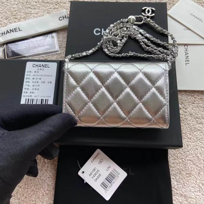 Chanel Silver Waist Mini Wallet - Image 9