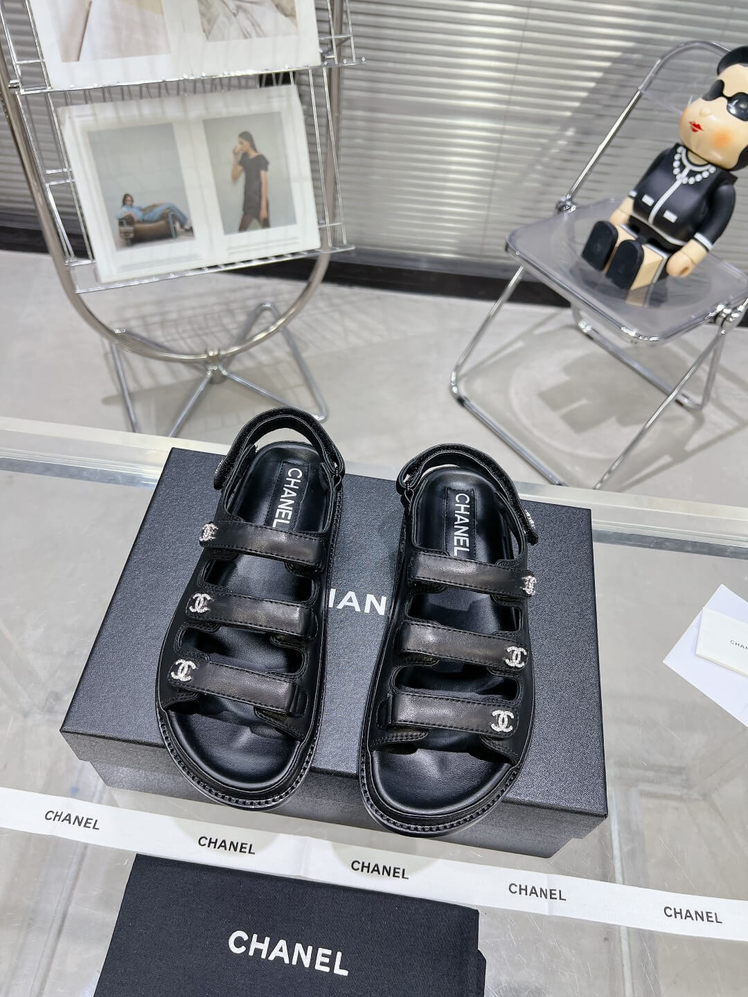 Chanel Casual Style Unisex Plain Logo Sandal - Image 8