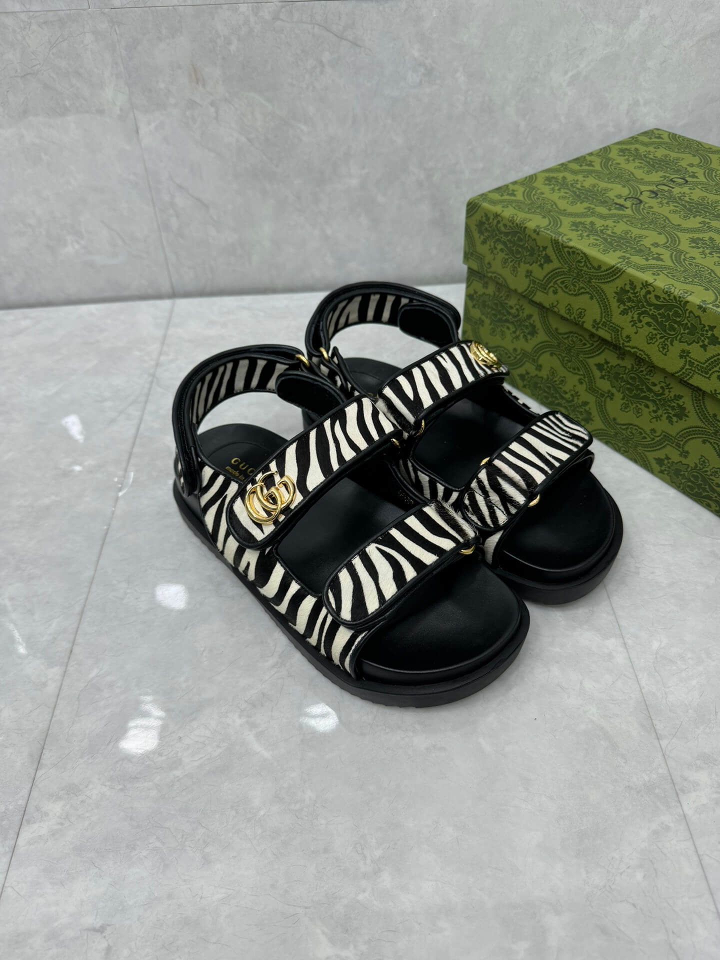 Gucci Print Double G Sandals - Image 9