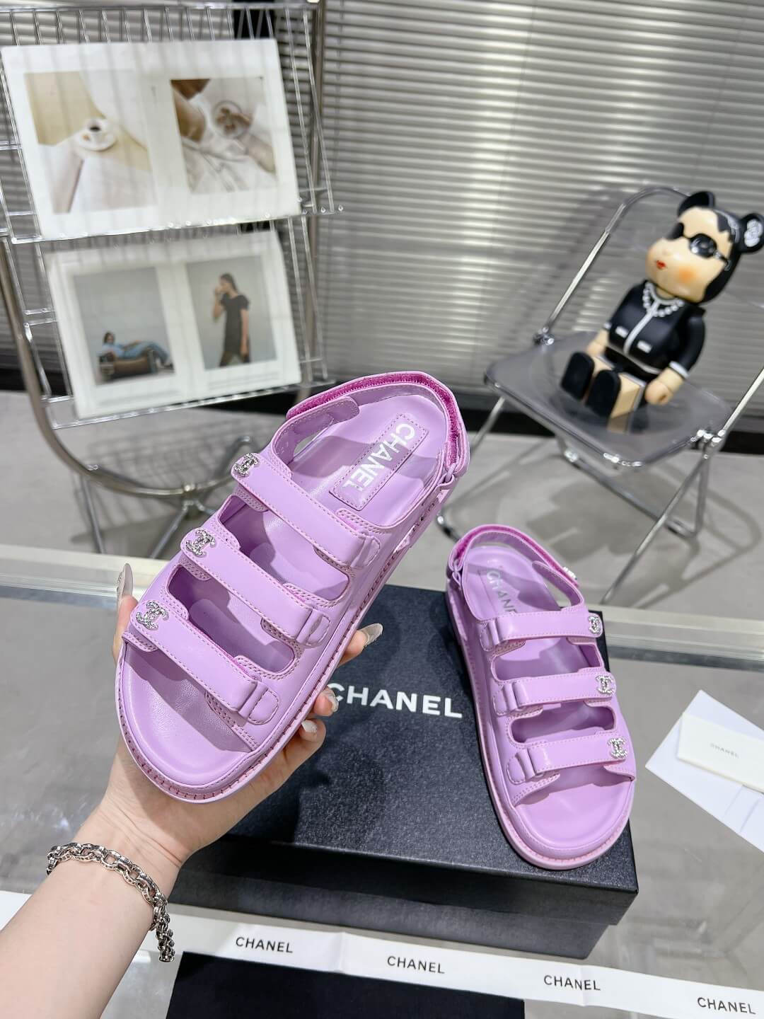 Chanel Casual Style Unisex Plain Logo Sandal - Image 7