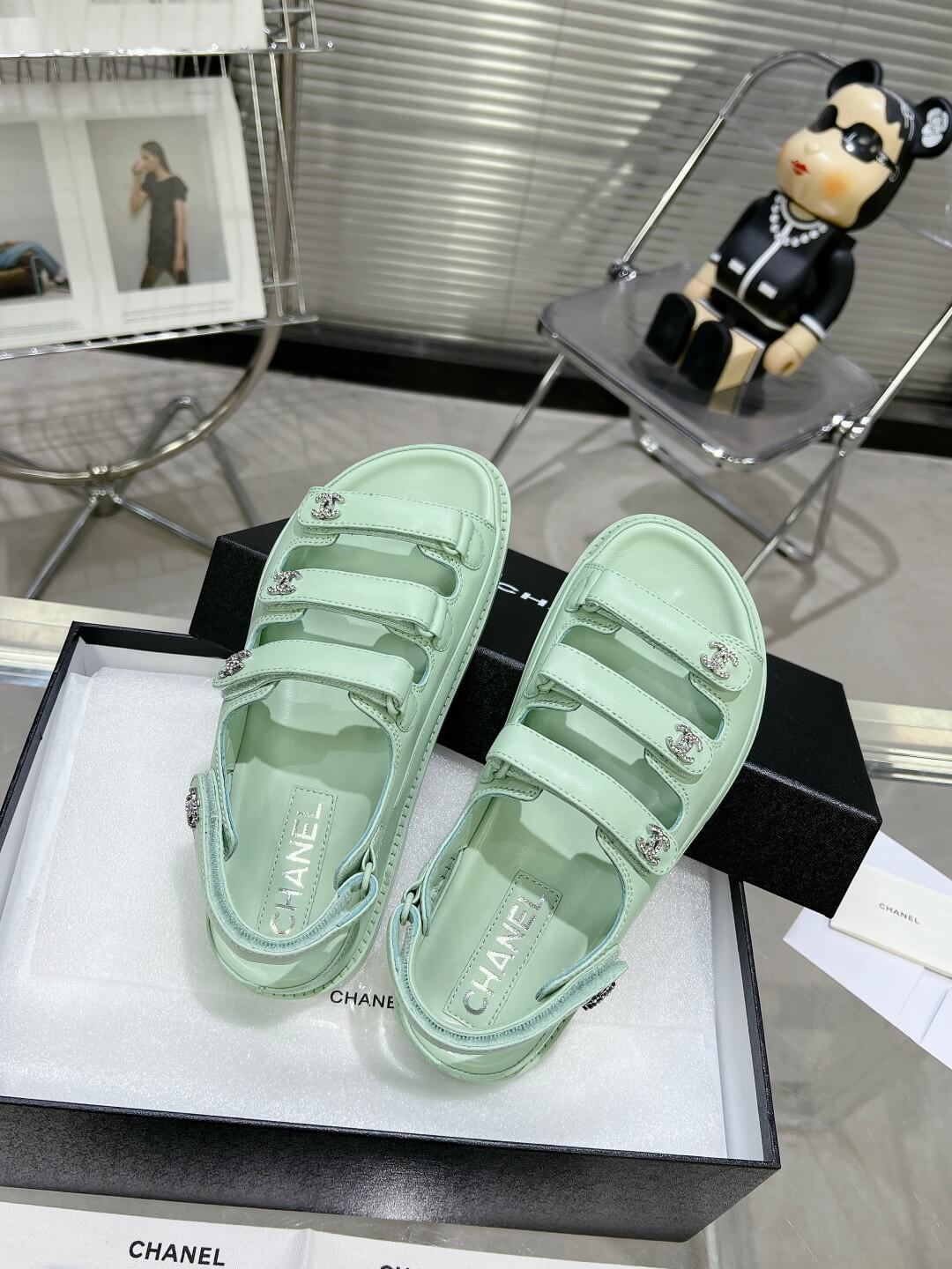 Chanel Casual Style Unisex Plain Logo Sandal - Image 8