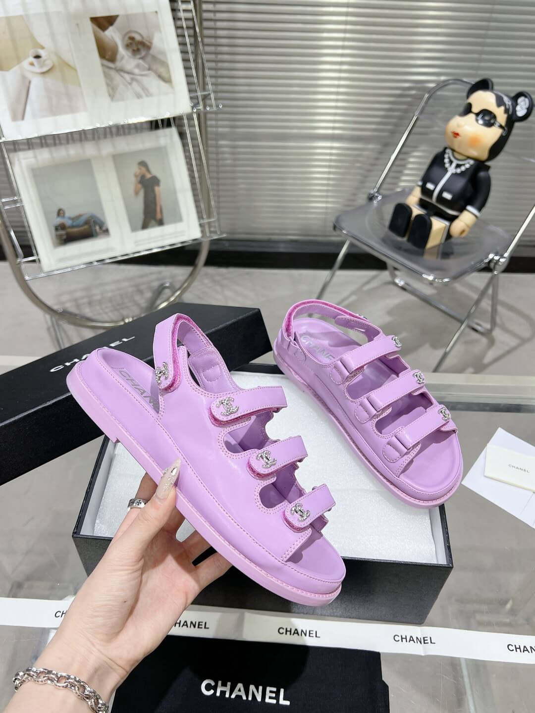 Chanel Casual Style Unisex Plain Logo Sandal - Image 8