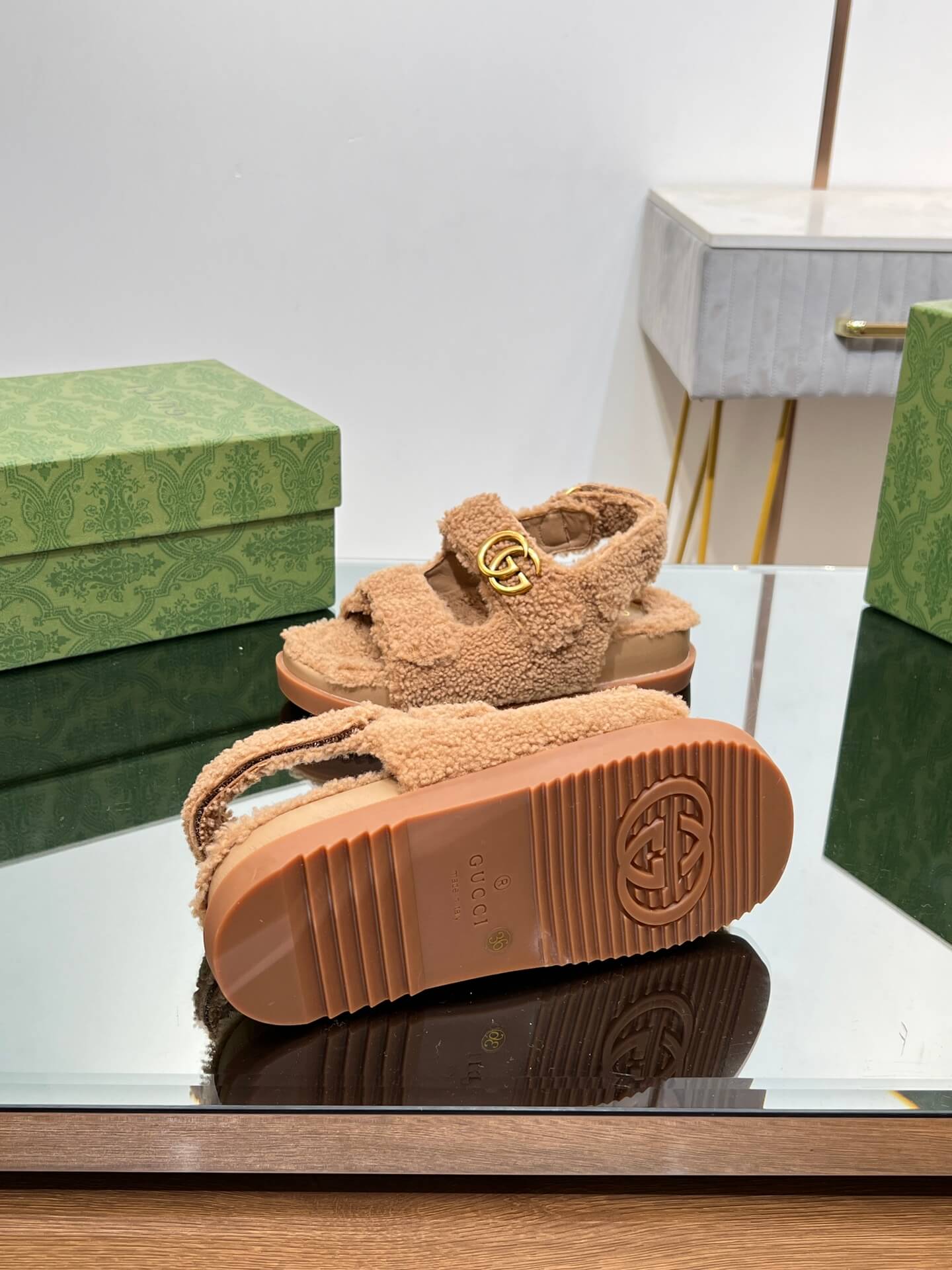 Gucci Merino Wool Sandals - Image 9