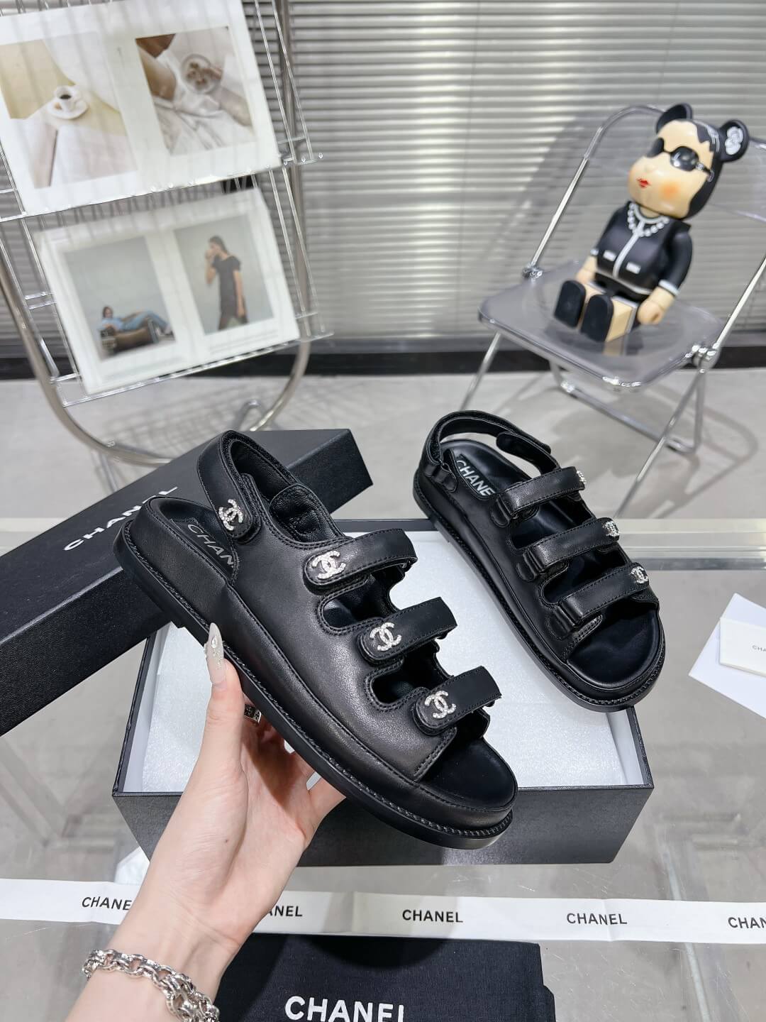 Chanel Casual Style Unisex Plain Logo Sandal