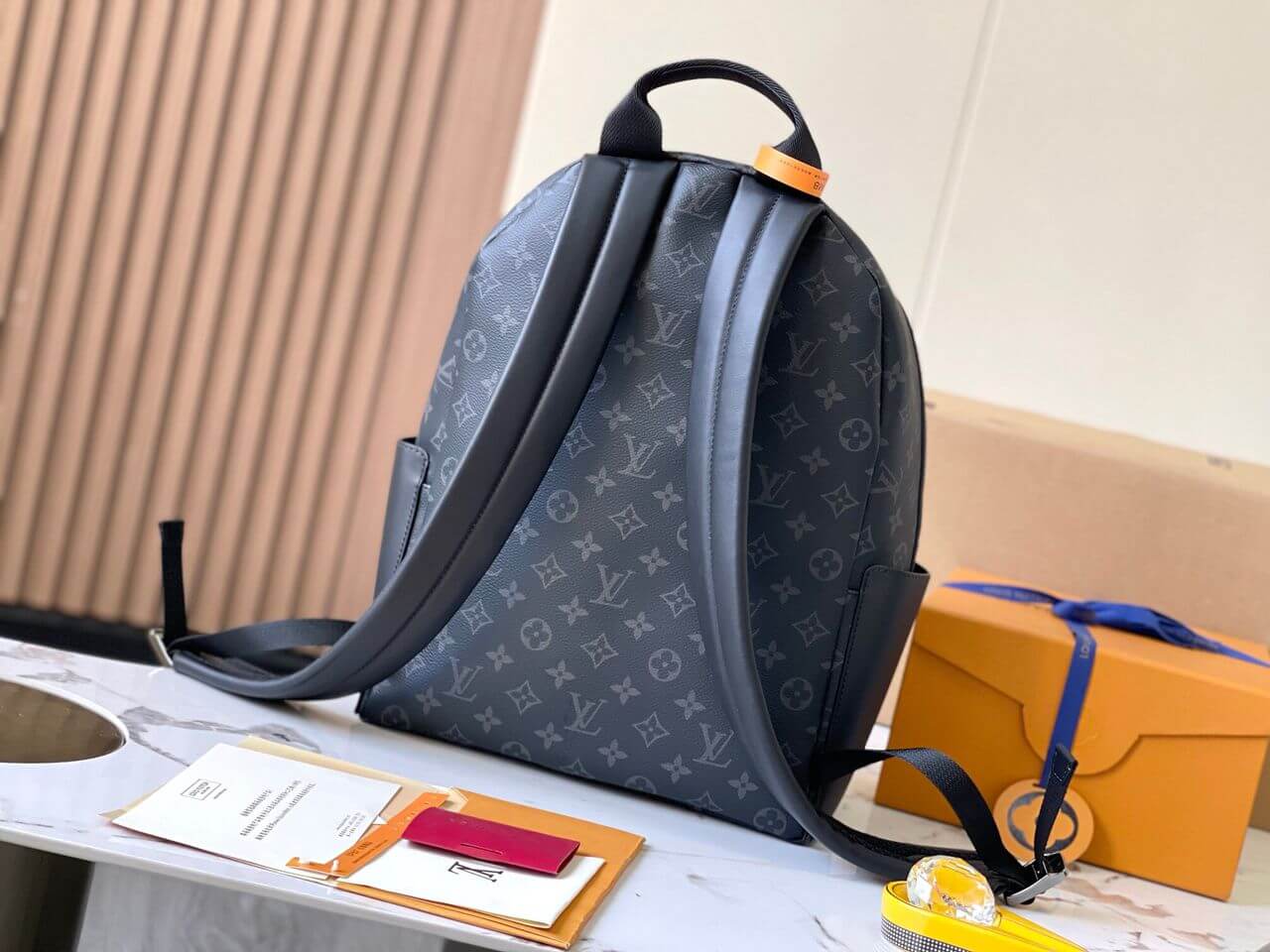 LV Backpack Leather Bag Monogram LV Logo M22558 in Black - Image 2