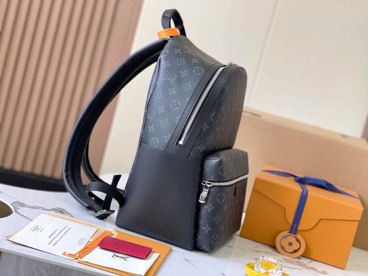 LV Backpack Leather Bag Monogram LV Logo M22558 in Black - Image 3