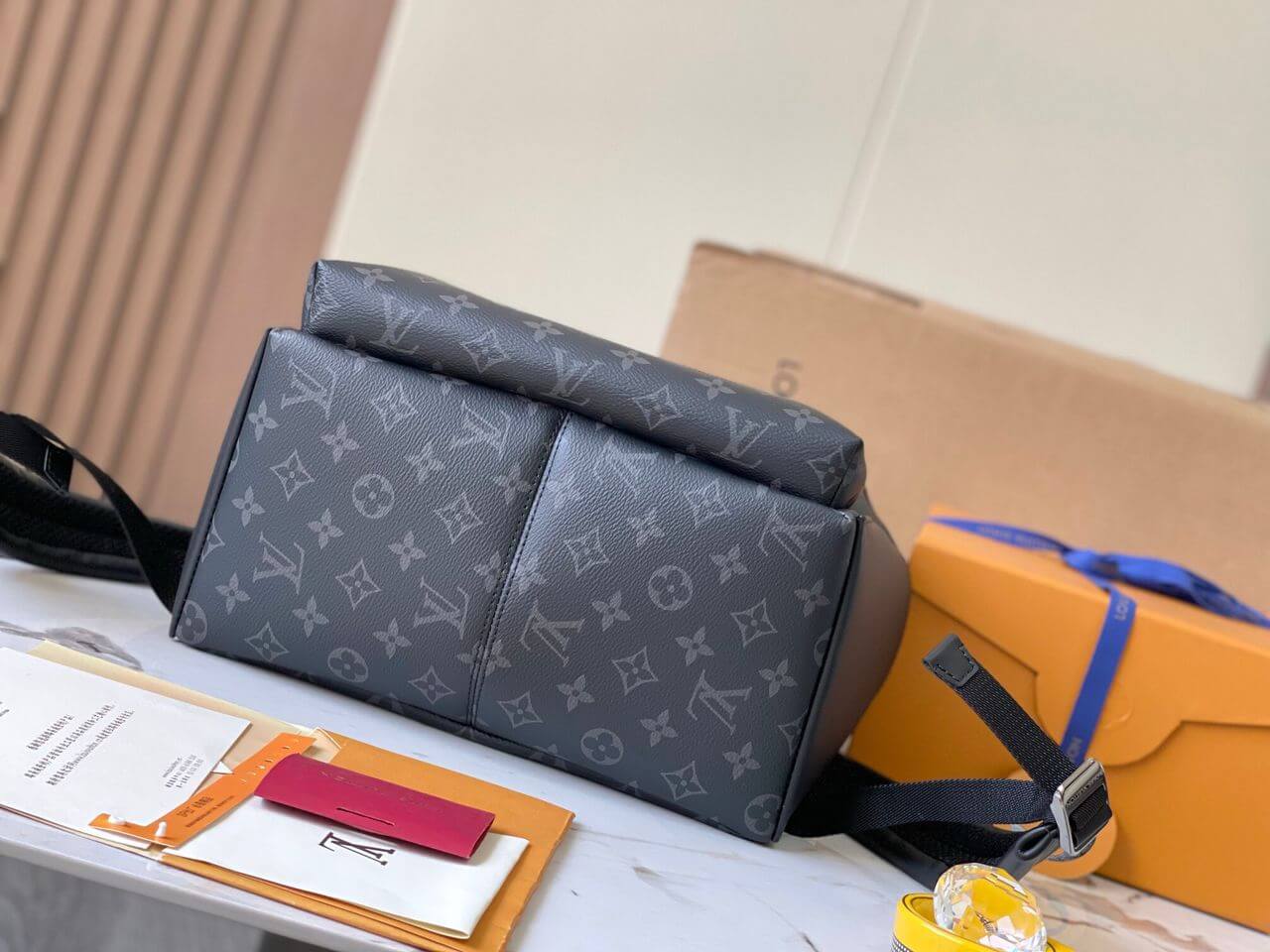 LV Backpack Leather Bag Monogram LV Logo M22558 in Black - Image 5