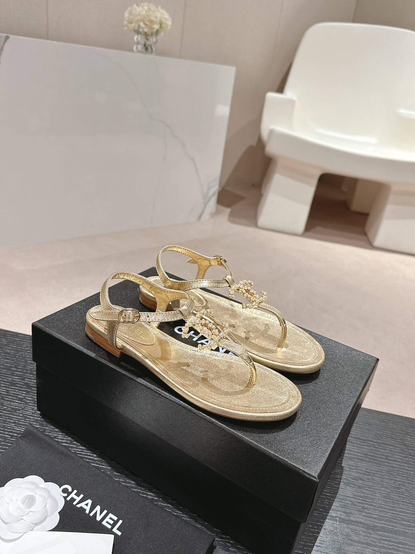 Chanel Jeweled CC Thong Sandal