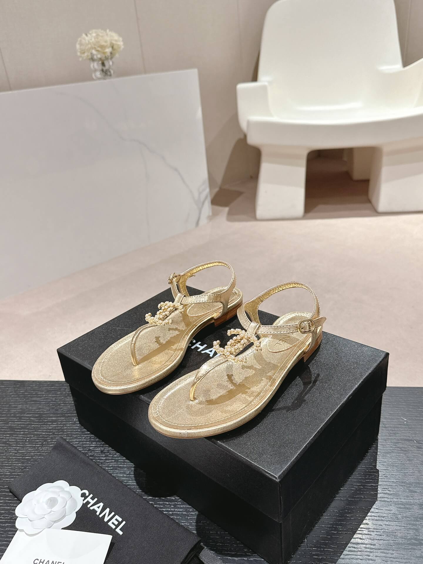Chanel Jeweled CC Thong Sandal - Image 8