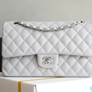 CHANEL Grey Quilted Caviar Leather Jumbo Classic Double Flap Bag