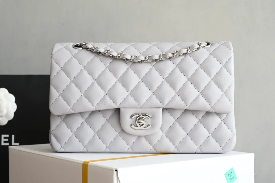 CHANEL Grey Quilted Caviar Leather Jumbo Classic Double Flap Bag