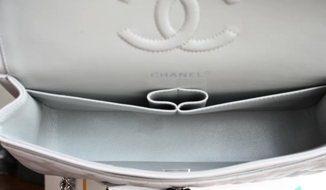 CHANEL Grey Quilted Caviar Leather Jumbo Classic Double Flap Bag - Image 7