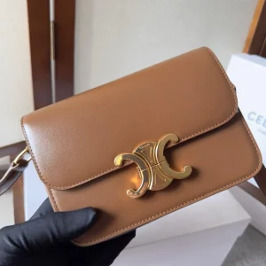 Celine Brown Leather Medium Triomphe Shoulder Bag Celine