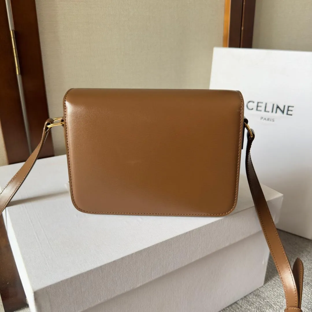 Celine Brown Leather Medium Triomphe Shoulder Bag Celine - Image 6