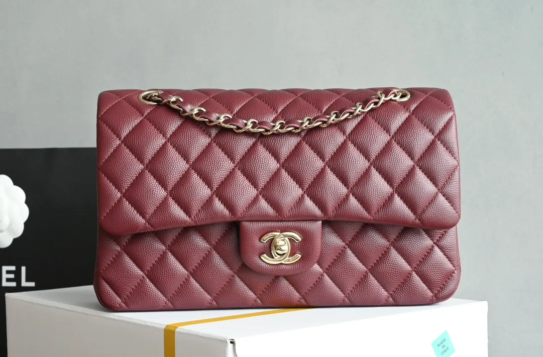 Chanel - Medium Classic Flap Bag - Burgundy Caviar
