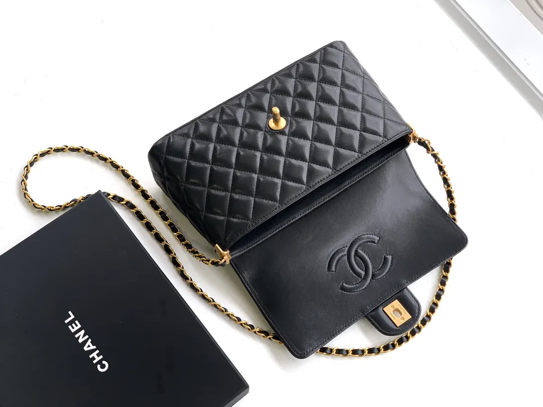 Chanel Black Lambskin GHW Top Handle Mini Rectangular - Image 6