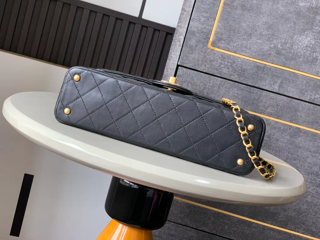 Chanel Black Lambskin GHW Top Handle Mini Rectangular - Image 7