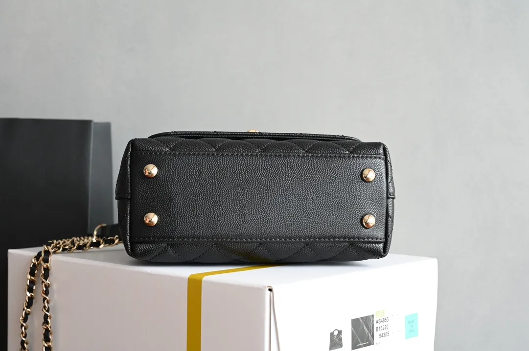 Chanel Black Quilted Caviar Leather Small Coco Top Handle Bag Chanel - Image 4