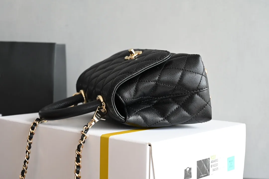 Chanel Black Quilted Caviar Leather Small Coco Top Handle Bag Chanel - Image 5