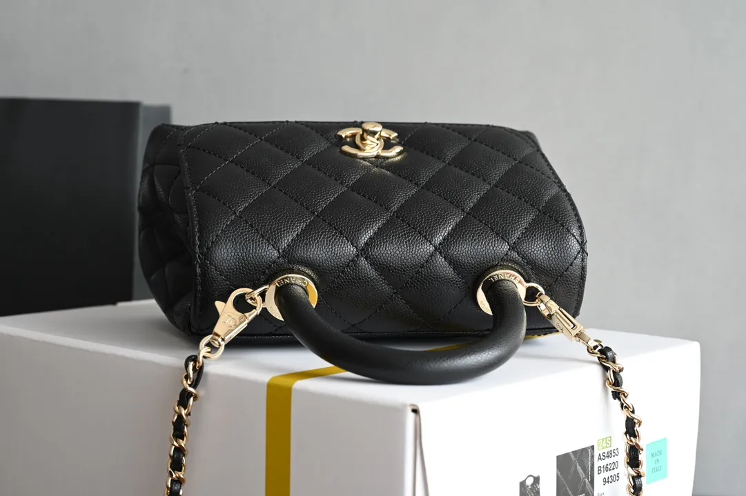 Chanel Black Quilted Caviar Leather Small Coco Top Handle Bag Chanel - Image 6