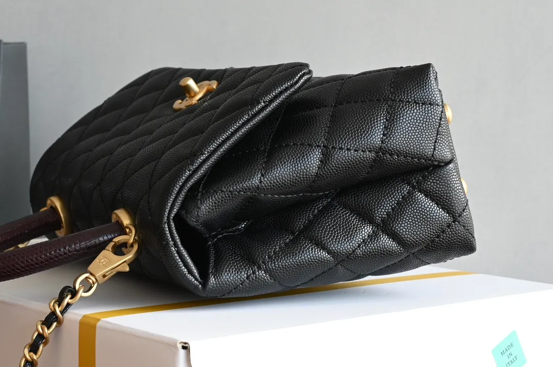 Chanel Navy Blue/Burgundy Quilted Caviar Leather Mini Coco Top Handle Bag Chanel - Image 6