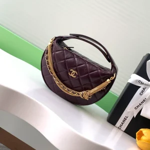 Chanel Burgundy Quilted Leather CC Chain Pouch Chanel