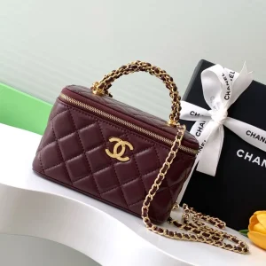 Chanel Burgundy Quilted Leather Pick Me Up Vanity Bag Chanel