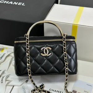 Chanel Classic Black Lambskin Top handle Vanity Bag