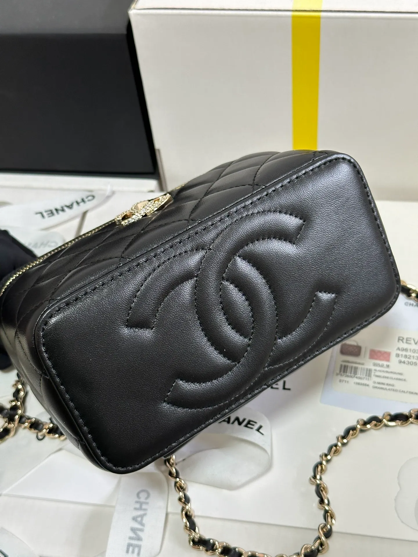 Chanel Classic Black Lambskin Top handle Vanity Bag - Image 9