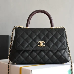 Chanel - Coco Top Handle - Black Caviar / Lizard Top Handle GHW