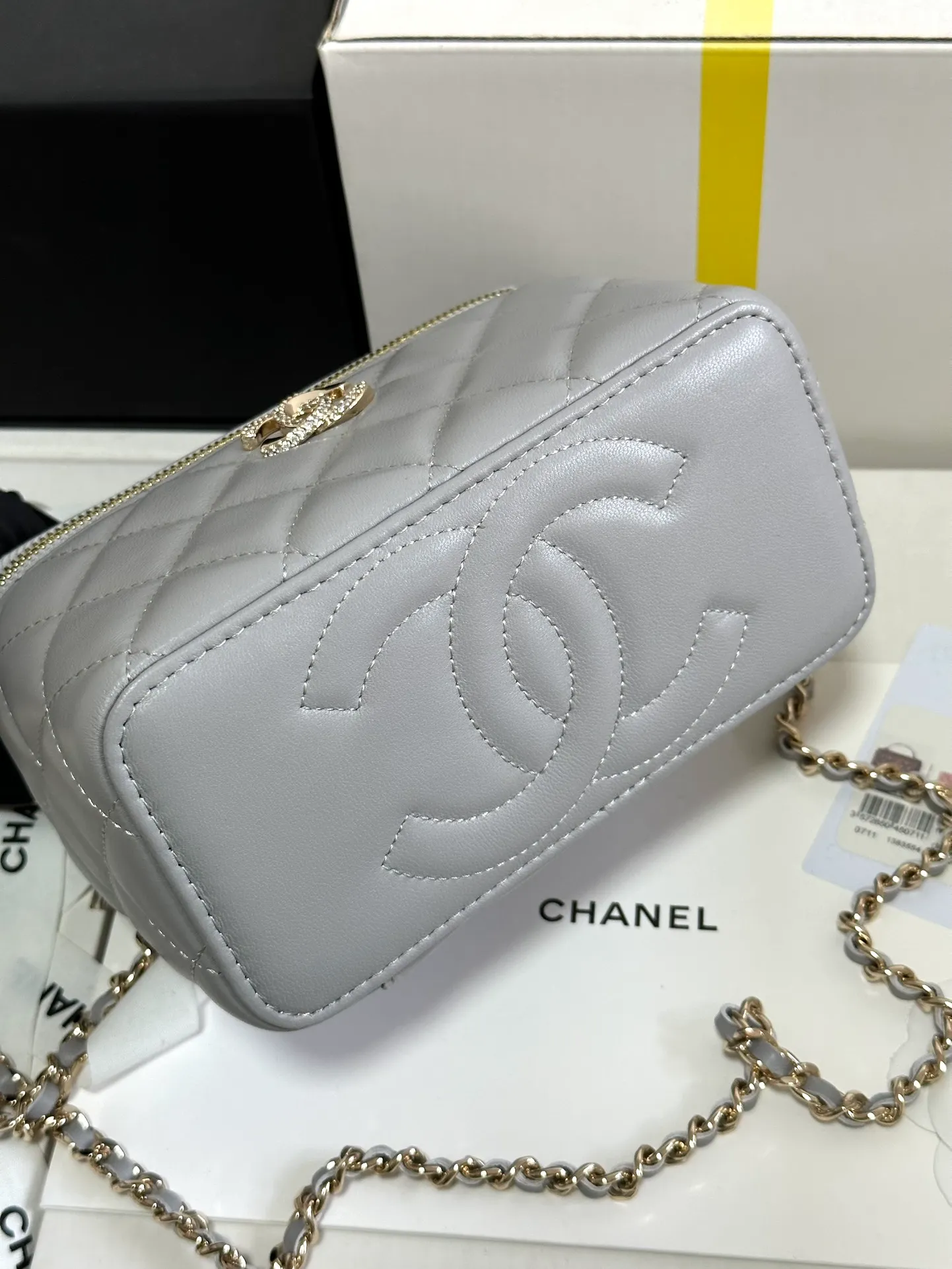 Chanel Grey Quilted Lambskin - Image 4
