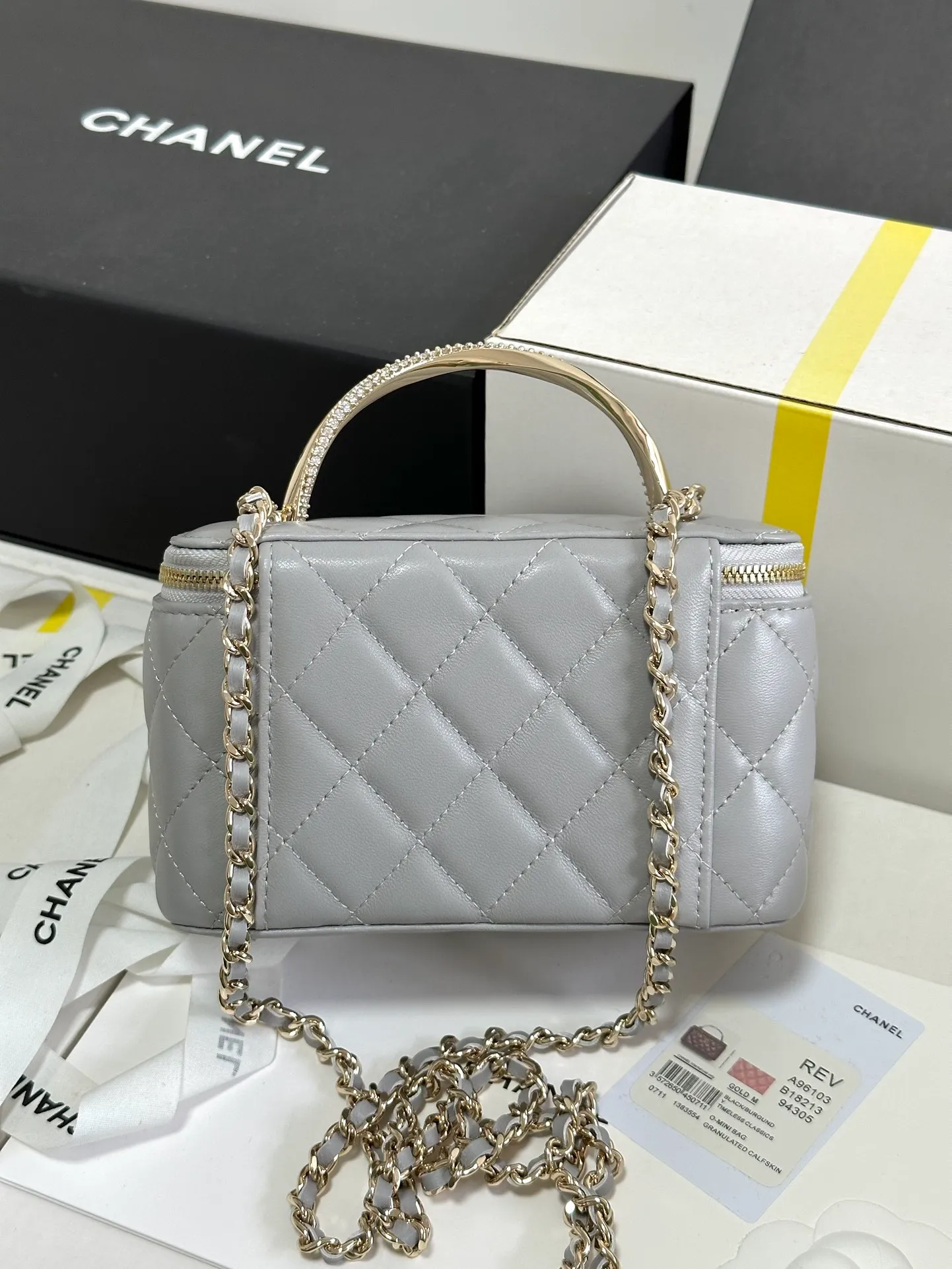 Chanel Grey Quilted Lambskin - Image 5