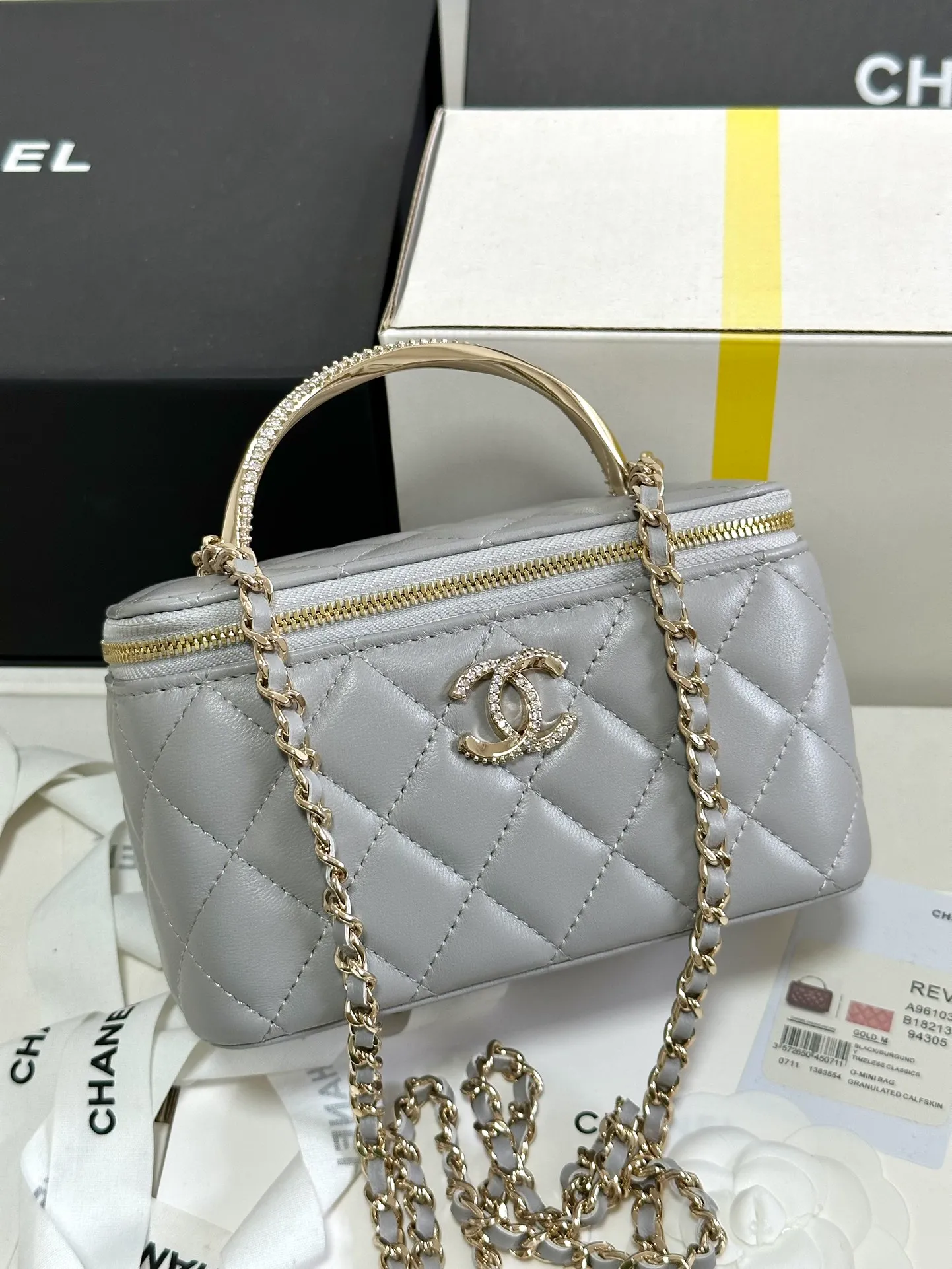 Chanel Grey Quilted Lambskin