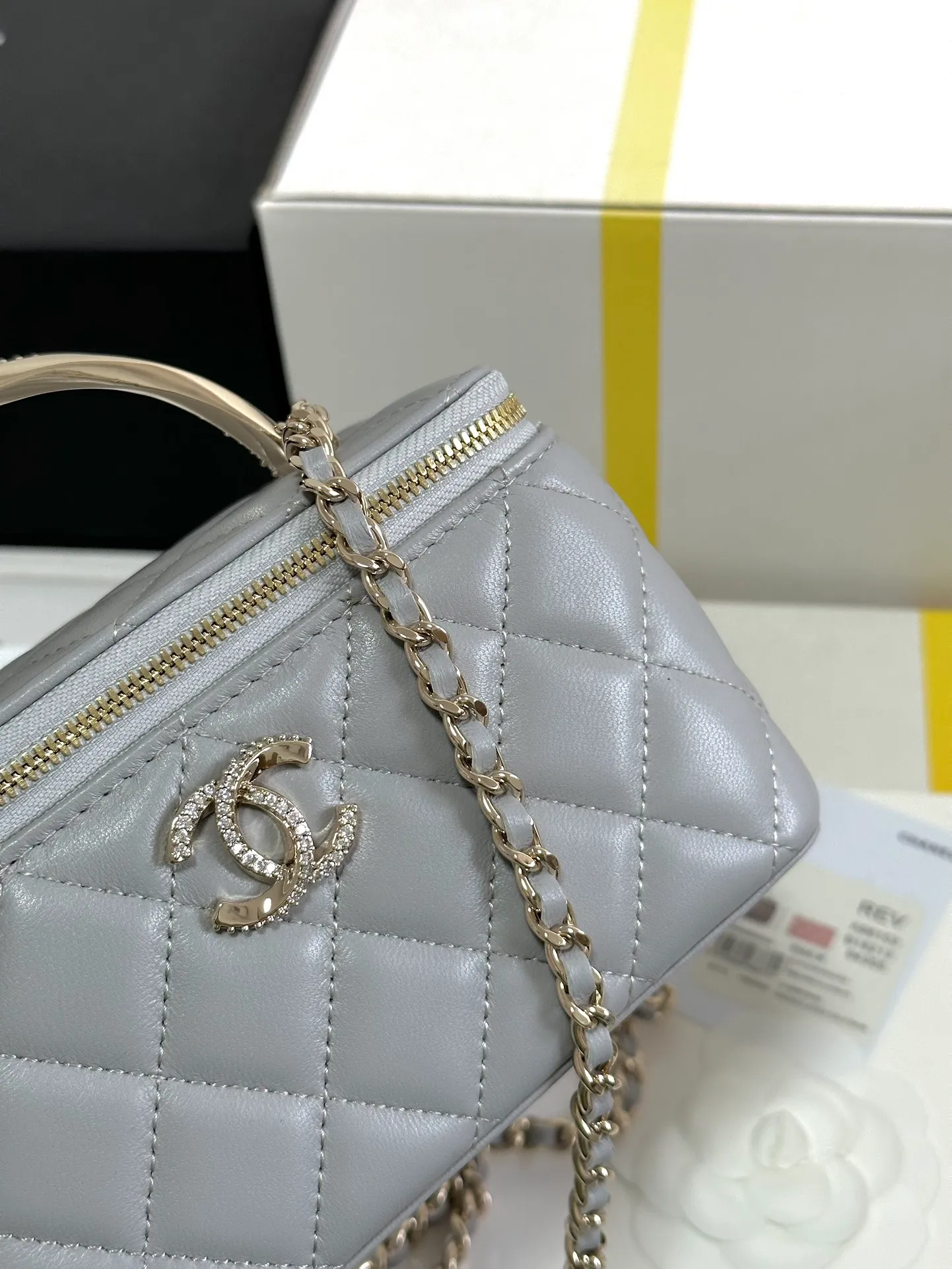 Chanel Grey Quilted Lambskin - Image 8