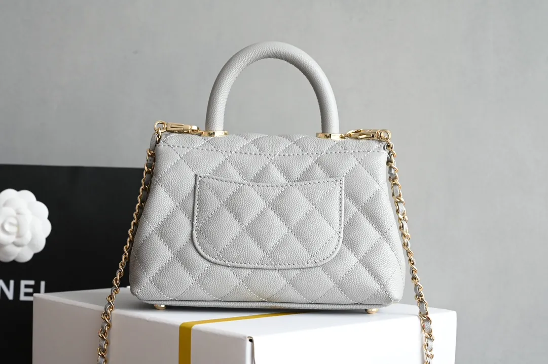Chanel Pale Blue Extra Mini Coco Top Handle Bag in Caviar Leather - Image 3