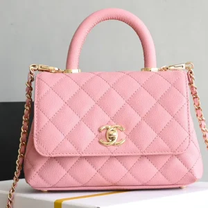 Chanel Pink Quilted Caviar Leather Mini Coco Top Handle Bag Chanel