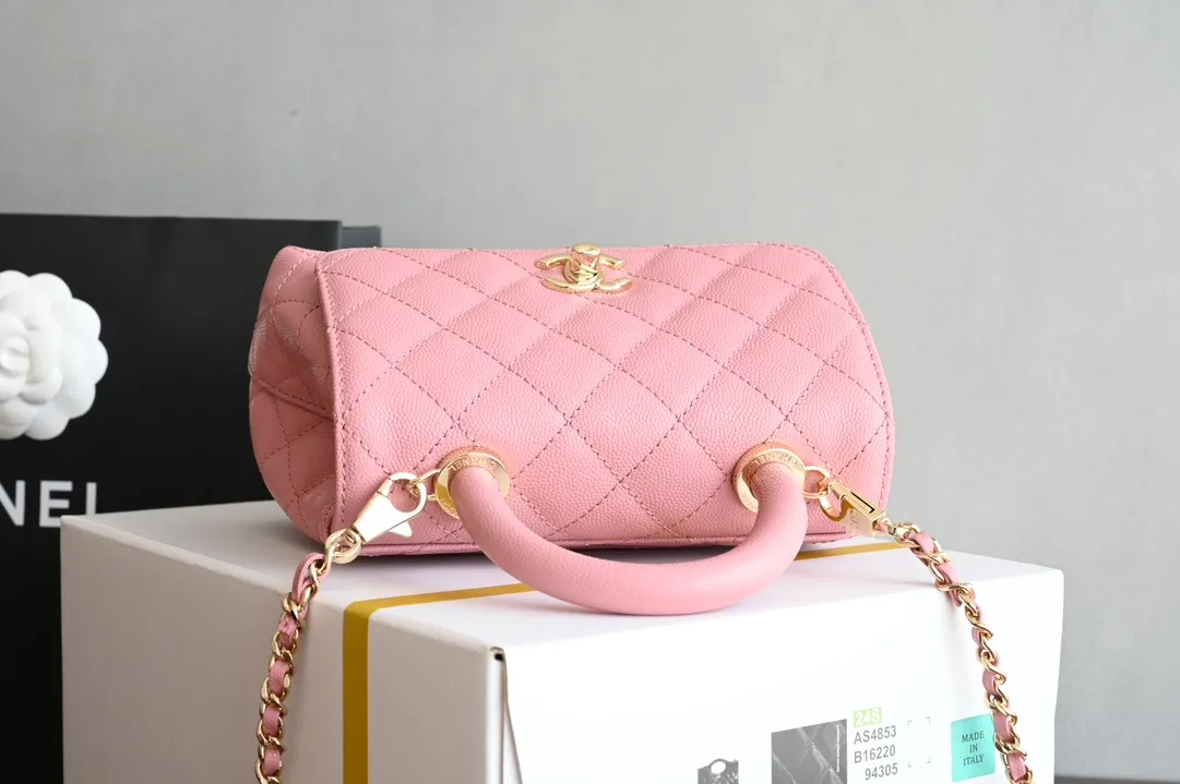 Chanel Pink Quilted Caviar Leather Mini Coco Top Handle Bag Chanel - Image 10